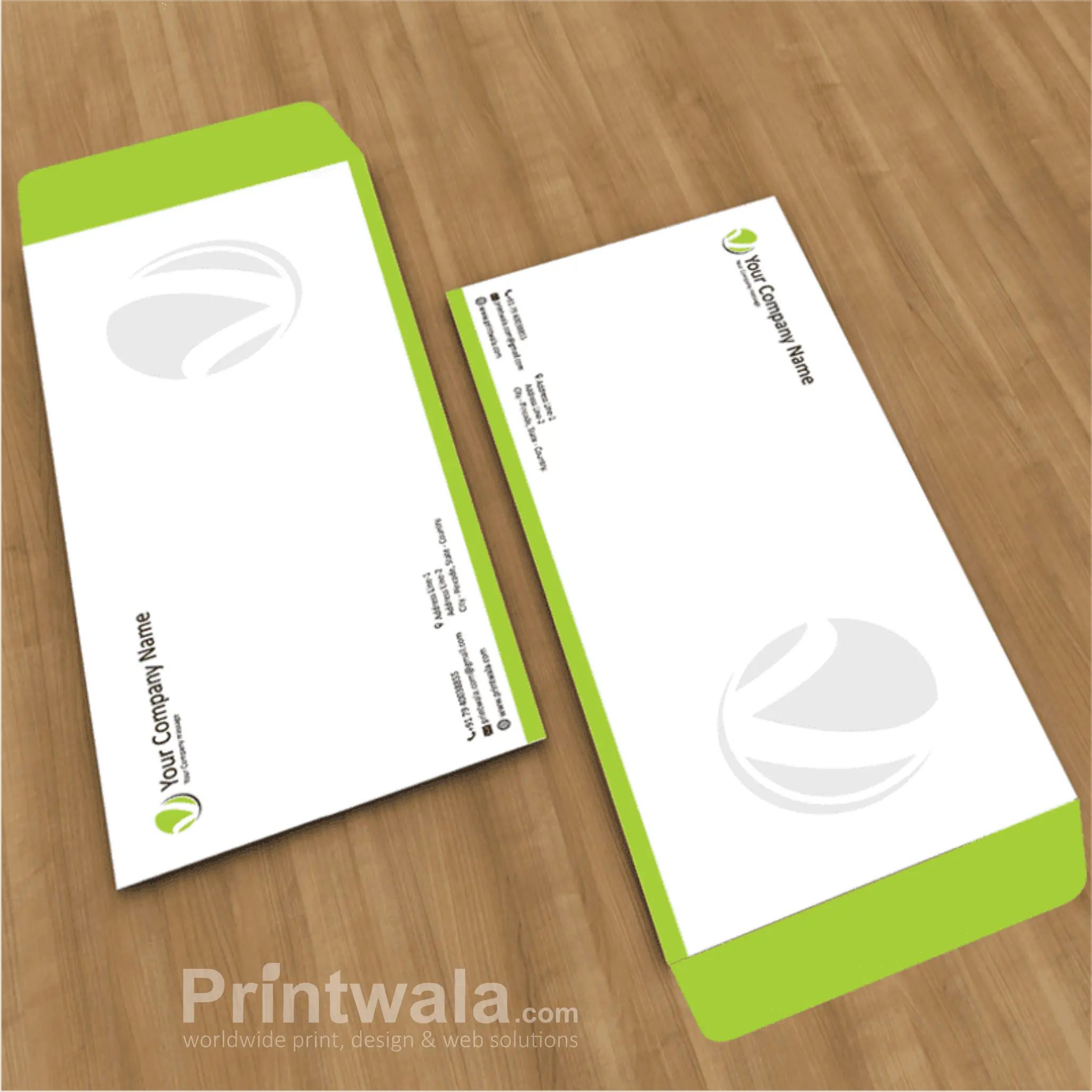 Envelope 9.5 X 4.25 Design with light green color and company logo